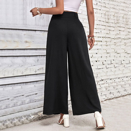Damen Weite Palazzohose mit seitlichen Falten und Gürtel EB