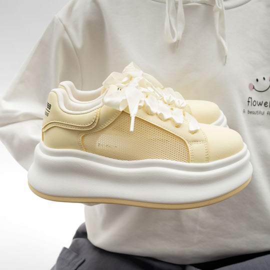 Damen Sportliche Plattform Sneakers mit atmungsaktivem Mesh-Obermaterial und rutschfester Sohle EB