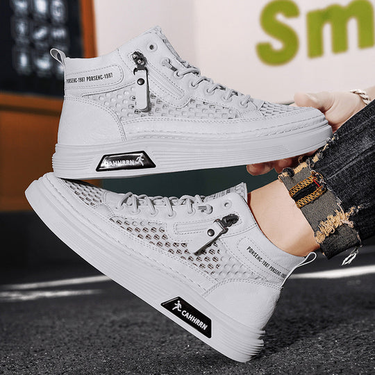 Damen modische High-Top Sneakers mit atmungsaktivem Netzdesign und rutschfester Laufsohle EB