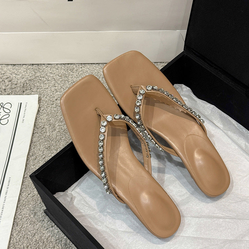 Damen Flip-Flops mit glamourösem Strassbesatz und bequemem Fußbett EB