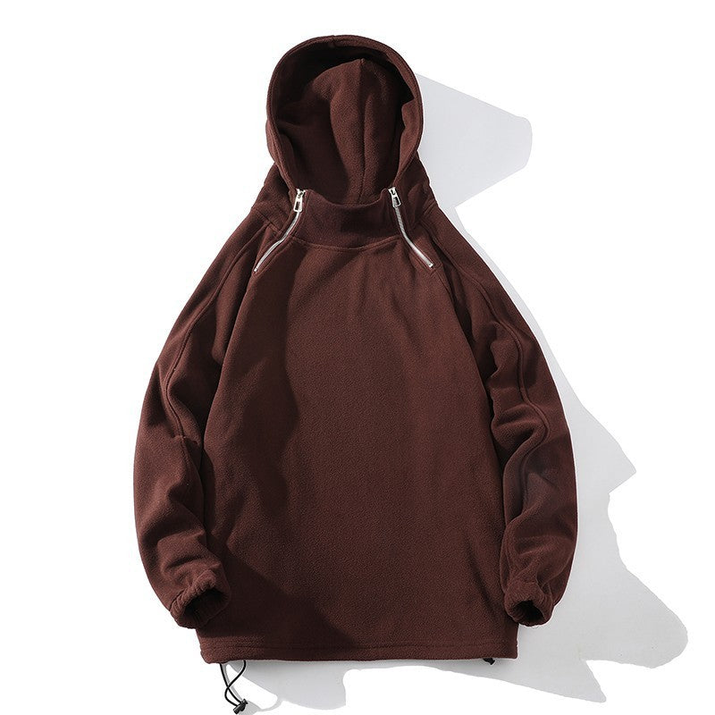 Herren Fleece Hoodie mit Reißverschluss und hohem Kragen EB