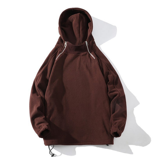 Herren Fleece Hoodie mit Reißverschluss und hohem Kragen EB