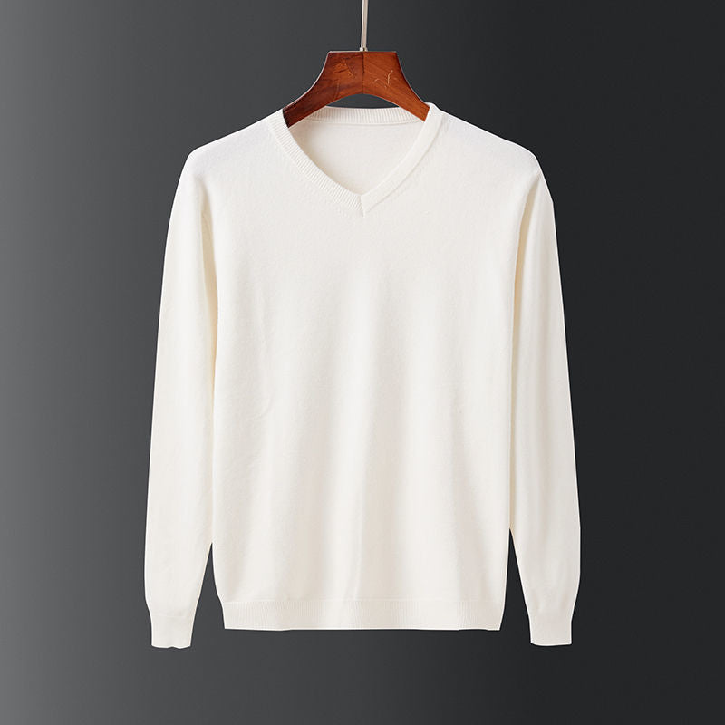 Herren eleganter V-Ausschnitt Pullover aus feiner Wolle EB
