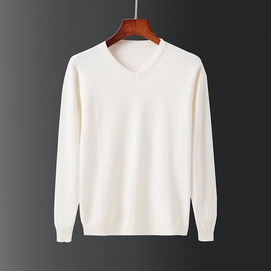 Herren eleganter V-Ausschnitt Pullover aus feiner Wolle EB