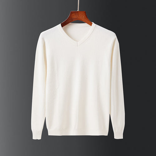 Herren eleganter V-Ausschnitt Pullover aus feiner Wolle EB