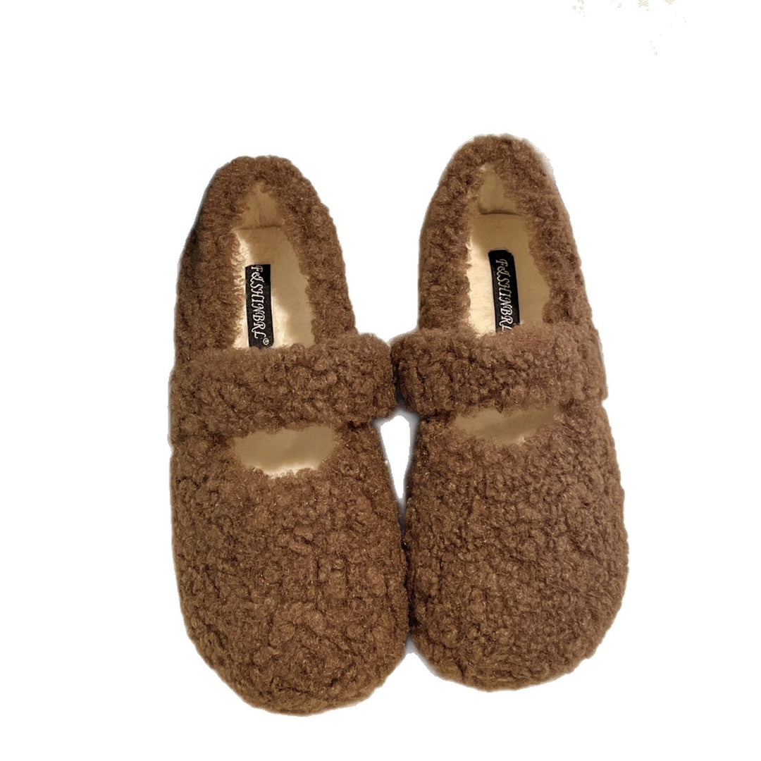Damen Flauschige Hausschuhe mit elastischem Riemen EB