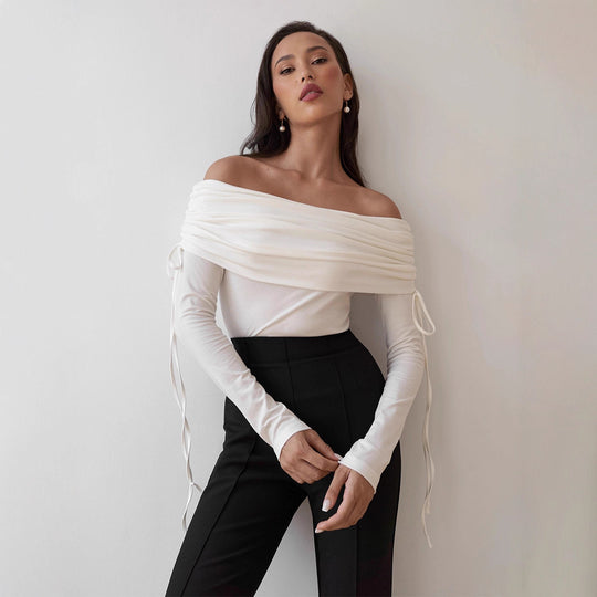 Damen Off-Shoulder Oberteil mit eleganter Raffung EB