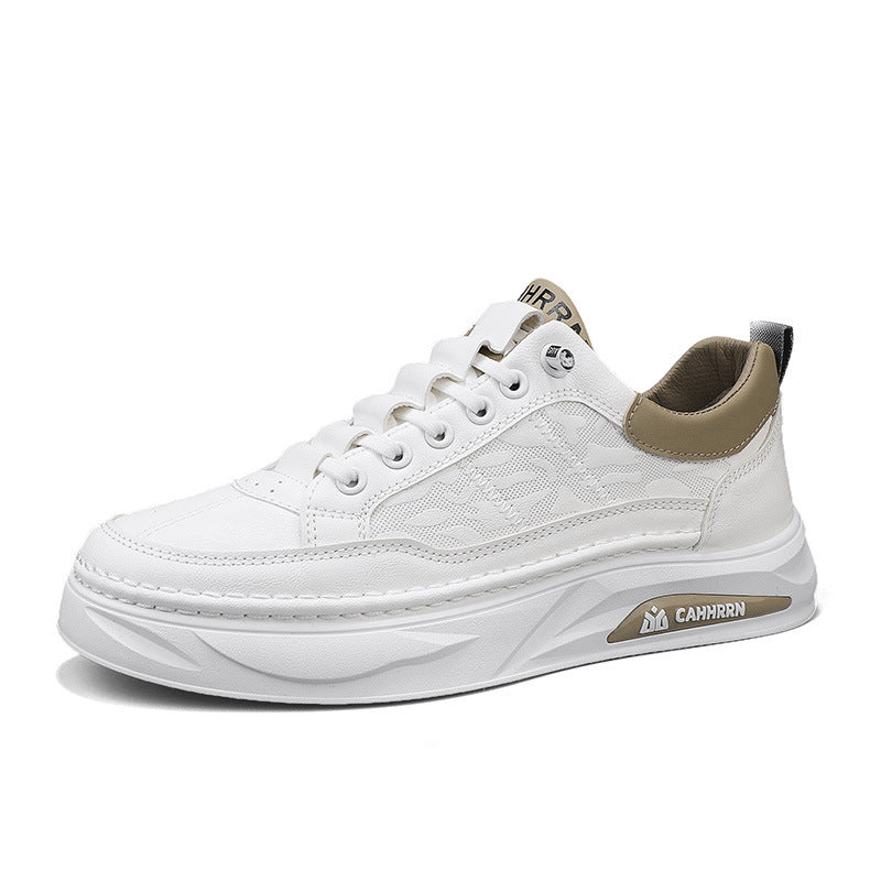 Unisex minimalistische Plateausneaker aus strukturiertem Kunstleder mit gepolstertem Fersenkragen und skulpturierter Außensohle EB