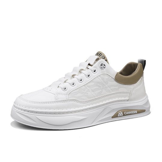 Unisex minimalistische Plateausneaker aus strukturiertem Kunstleder mit gepolstertem Fersenkragen und skulpturierter Außensohle EB