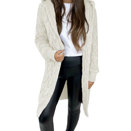 Damen Langstrickmantel aus Kabelstrick EB