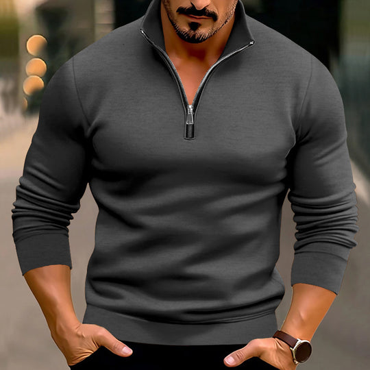 Herren Pullover mit halbem Reißverschluss und modernen Akzenten EB