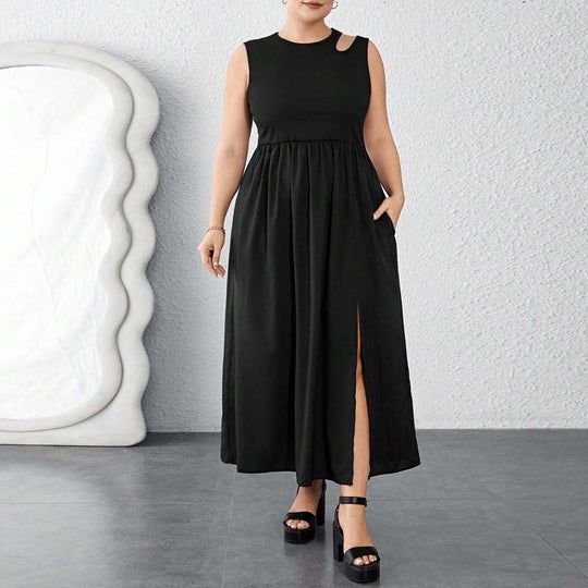 Damen Maxikleid mit seitlichem Schlitz und elegantem Design EB