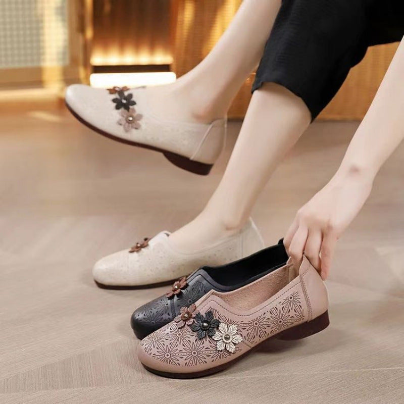 Damen Slip-On Ballerinas mit floralem Dekor und komfortablem Fußbett EB