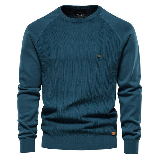 Herren Strickpullover mit elegantem Zickzackmuster und Rundhalsausschnitt EB