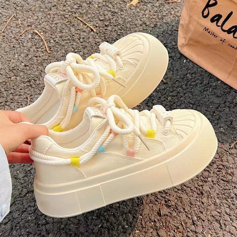 Damen Sportliche Freizeit-Sneaker mit elastischen Schnürsenkeln und atmungsaktivem Obermaterial EB
