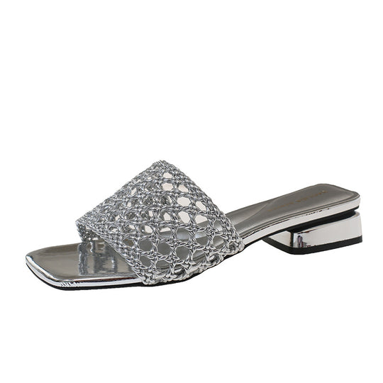Damen elegante Plateau-Sandalen mit geflochtenem Riemen und komfortablem Blockabsatz EB