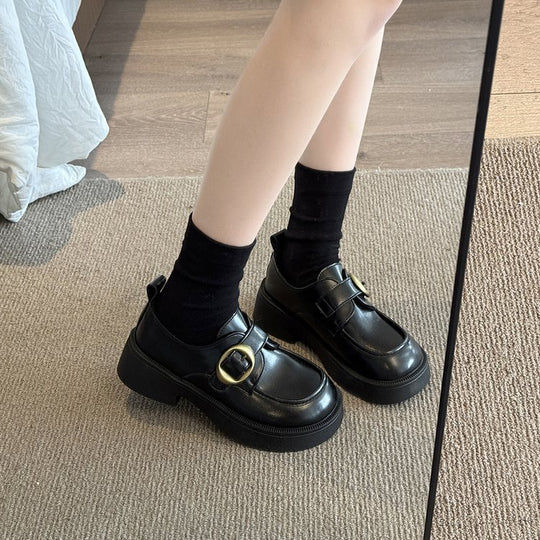 Damen elegante Loafers mit dekorativem Schnallenverschluss und rutschfester Sohle EB