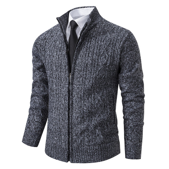 Herren Strickjacke mit hohem Kragen und Reißverschluss EB