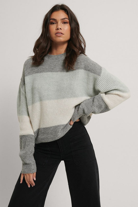 Damen gemütlicher Strickpullover mit modernem Muster und lässigem Schnitt EB