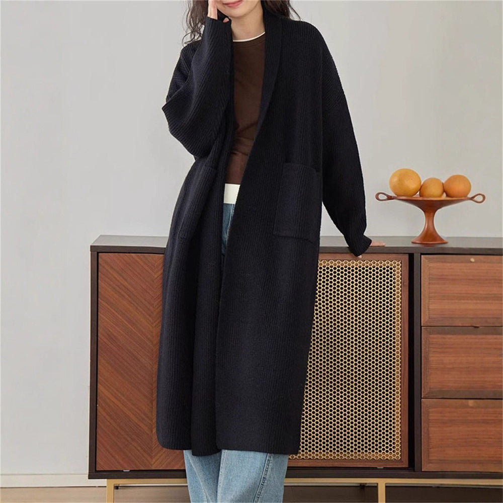 Damen Grob gestrickter Cardigan mit offenen Seiten und praktischen Taschen EB