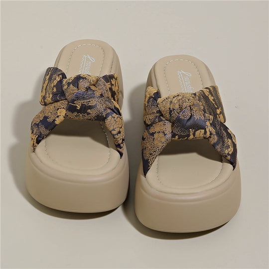 Damen Komfortable Plateau-Sandalen mit modischem Schleifen-Design EB