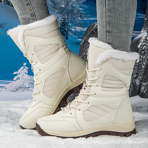 Damen Warm gefütterte Winterstiefel mit rutschfester Gummisohle EB