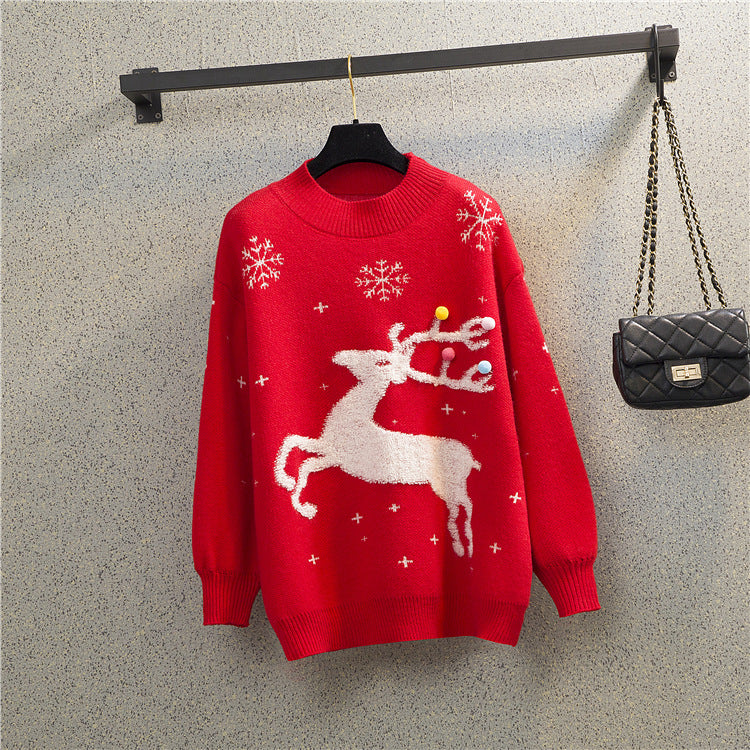 Damen Kuscheliger Weihnachtspullover mit festlichem Rentierdesign EB