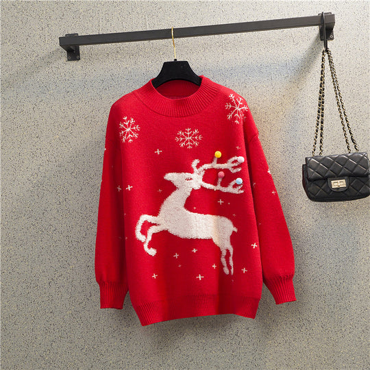 Damen Kuscheliger Weihnachtspullover mit festlichem Rentierdesign EB