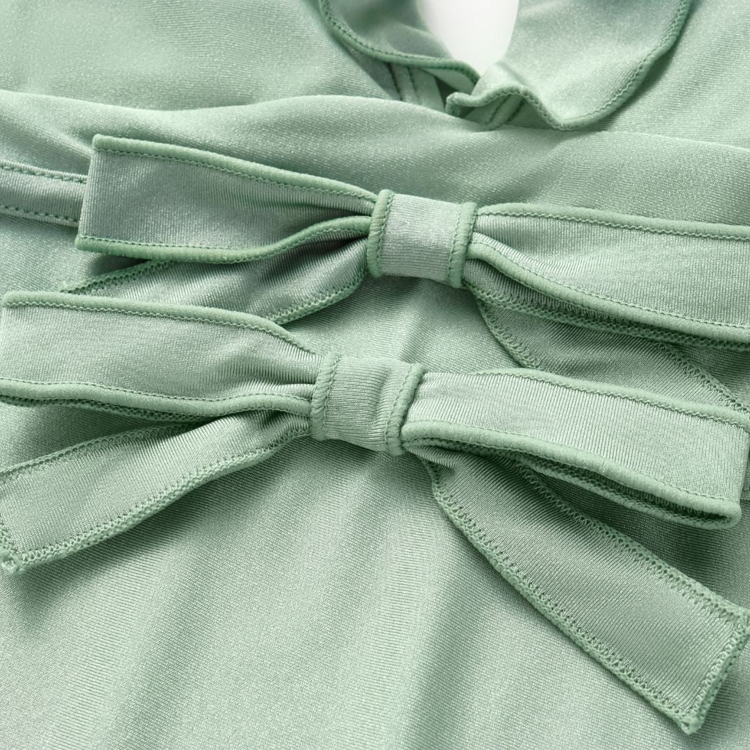 Damen Badeanzug mit voluminösen Rüschen und elegantem Maxirock EB
