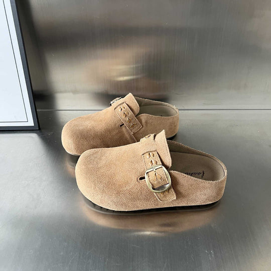 Damen Clogs aus hochwertigem Wildleder mit praktischer Schnallenverzierung EB