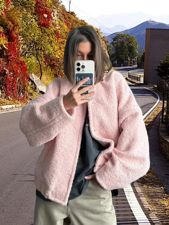 Damen Gemütlicher Teddy-Mantel mit oversized Schnitt EB