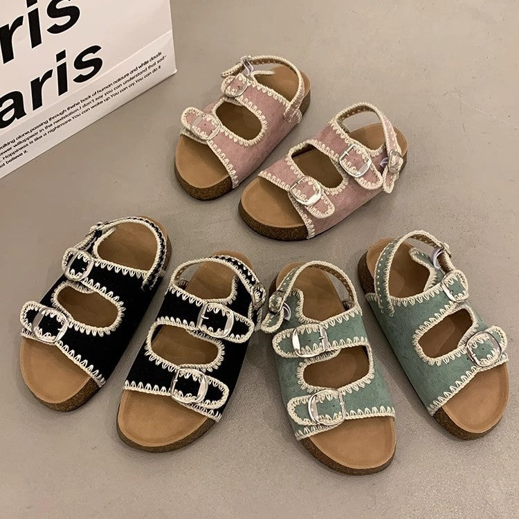 Damen bequeme Sandalen mit verstellbarem Schnallenverschluss und ergonomischem Fußbett EB