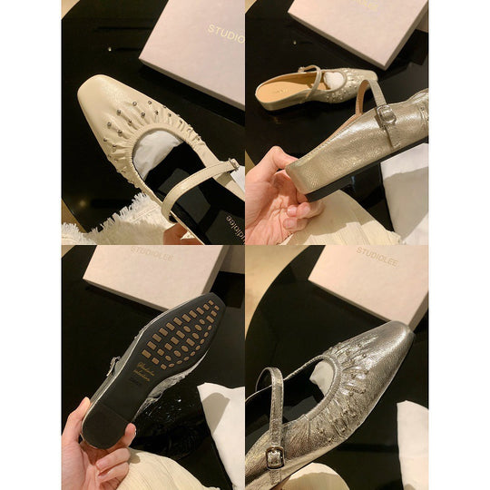Damen Designer Ballerinas mit dekorativen Perlen EB
