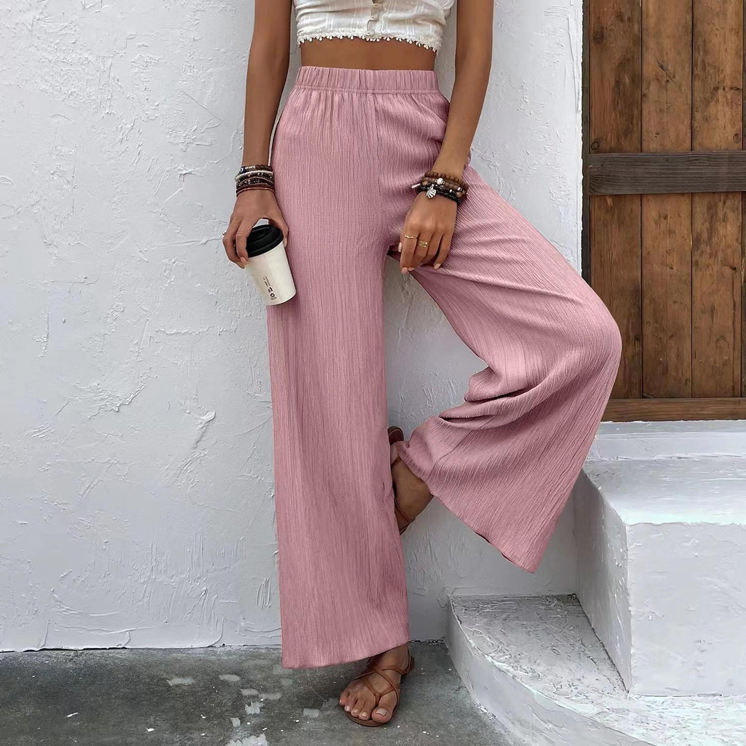Damen Weite Plisséhose mit elastischem Bund und elegantem Fall EB