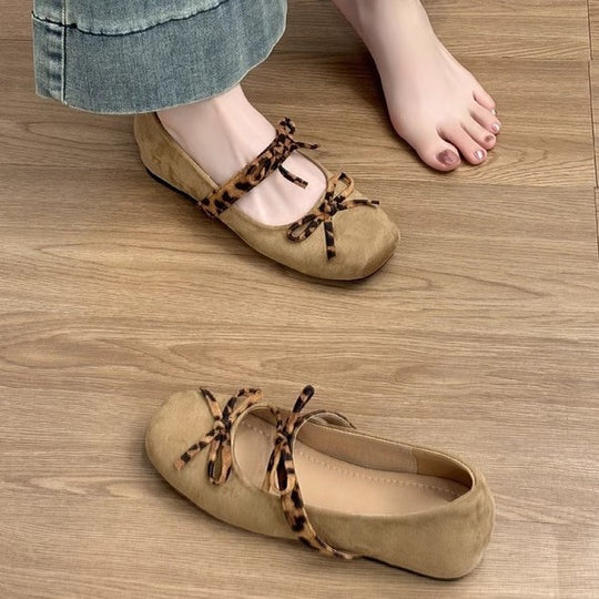Damen Ballerinas mit süßem Katzenohren-Design und verspieltem Bindeband EB