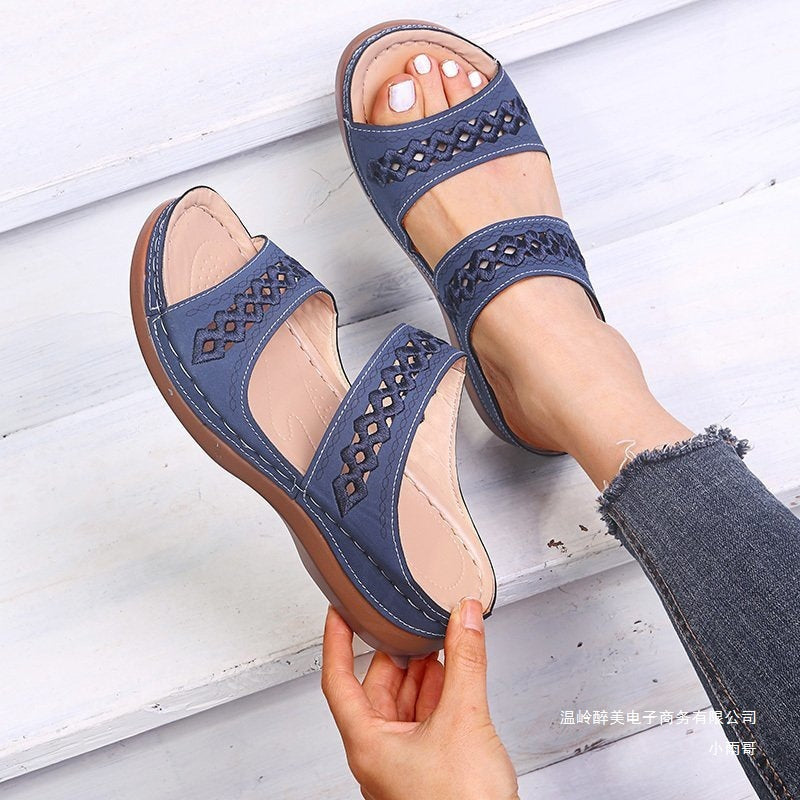 Damen Riemchen-Sandalen mit ergonomischer Fußbett und modischer Schnittführung EB