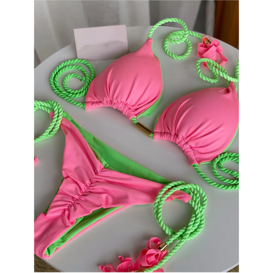 Damen Triangel-Bikini mit verspieltem Trockenband und eleganten Details EB