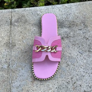 Damen modische Riemchensandalen mit dekorativem Kettenverschluss EB