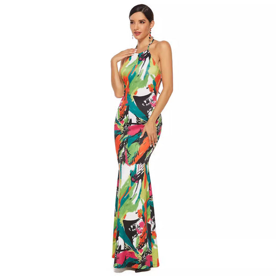 Damen Maxikleid mit aufregendem Farbdesign EB