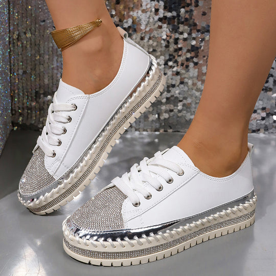 Damen Glamouröse Sneaker mit funkelndem Strass und trendiger Profilsohle EB