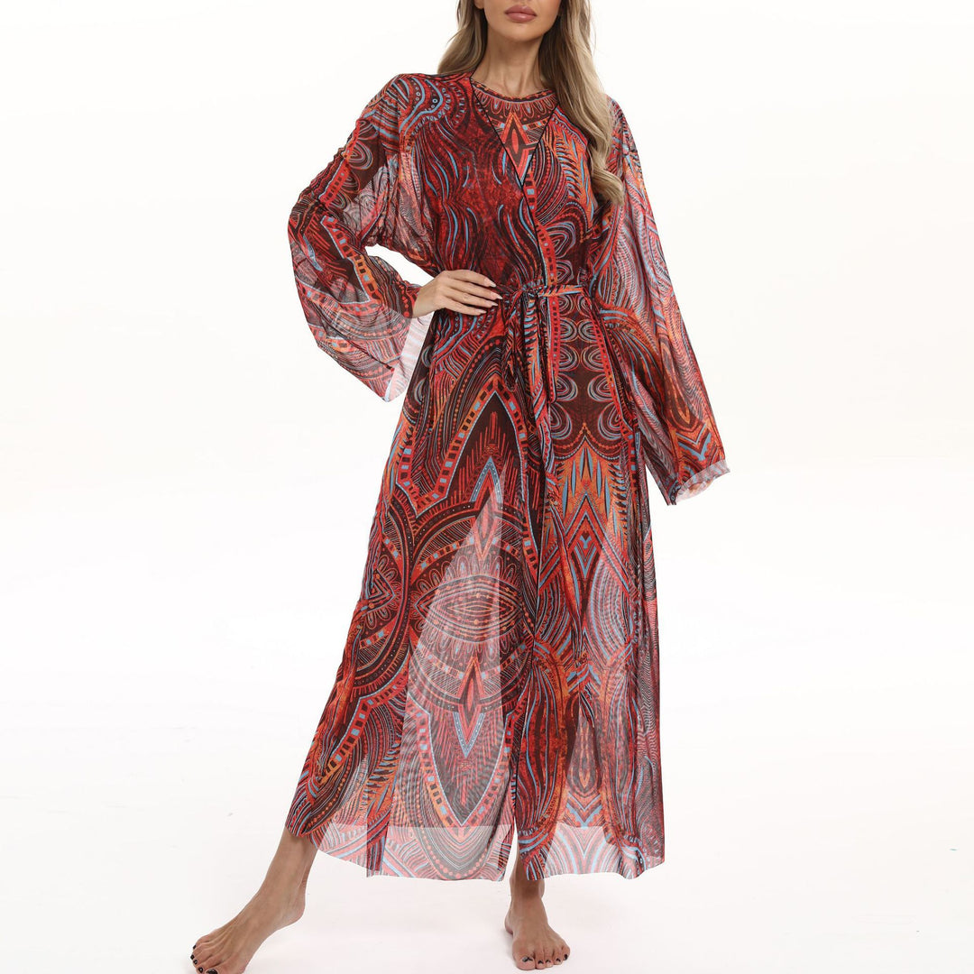 Damen eleganter Strandkimono mit floralem Muster EB