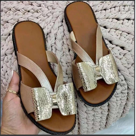 Damen Sandalen mit schickem Schleifen-Design und bequemer Sohle EB