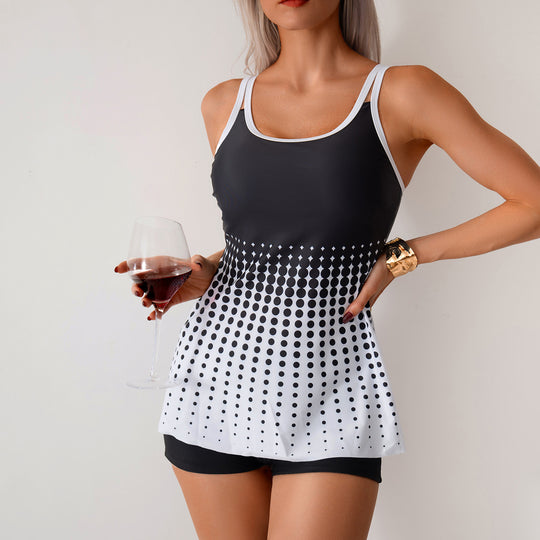 Damen Tankini-Set mit sportlichem Schnitt und elegantem Punktenmuster EB