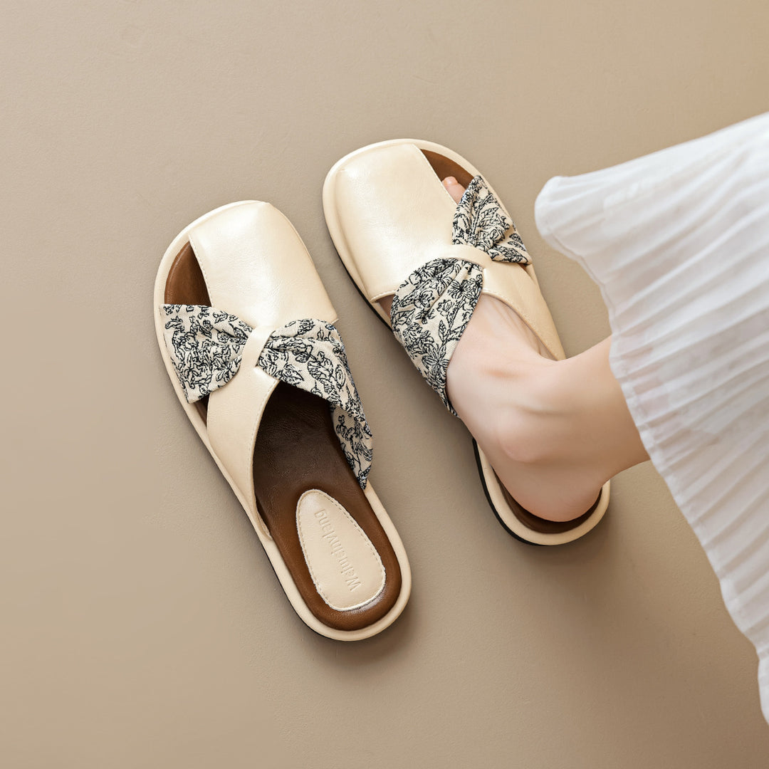 Damen Slidesandalen mit modischem Schleifendetail und komfortabler Innensohle EB