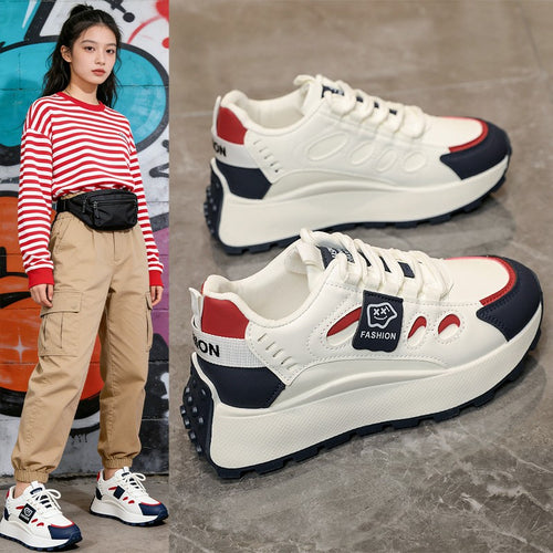 Damen Trendige Sneakers mit stylishem Plateausohlen-Design EB
