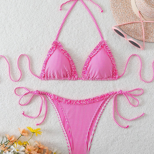 Damen Triangel-Bikini mit lässigen Bindebändern EB