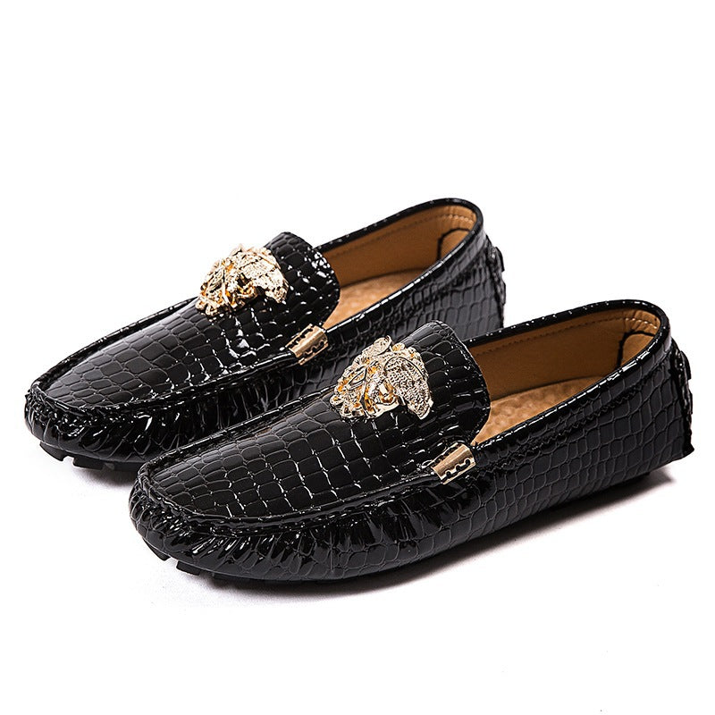 Damen lackierte Mokassin-Fahrerhalbschuhe mit Krokoprägung, weichem Lederfutter und profilierter Noppenlaufsohle EB