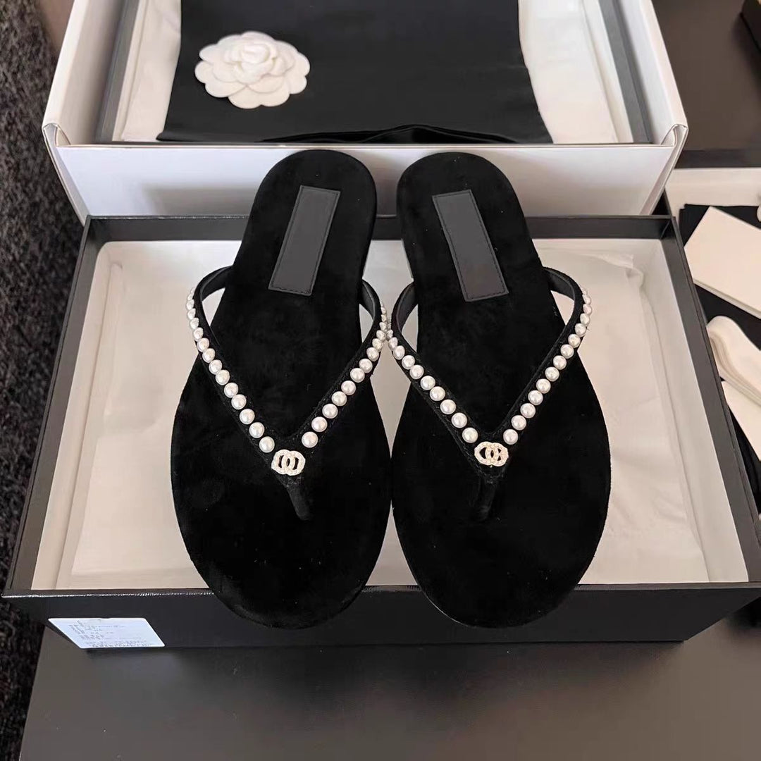 Damen Elegante und luxuriöse Perlensandalen EB