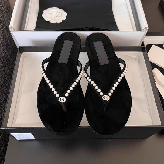 Damen Elegante und luxuriöse Perlensandalen EB