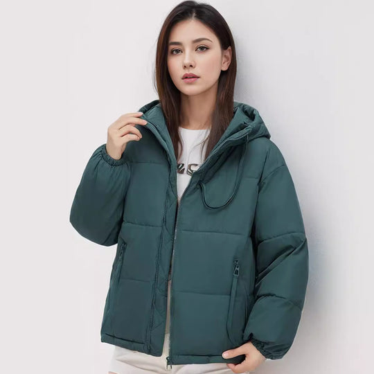 Damen wasserabweisende Winterjacke mit verstellbarer Kapuze und praktischen Taschen EB